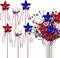6PCS 4th of July Glitter Puffy Star Picks – Red, White & Blue Foam Sparkly Sticks for Independence Day, Memorial Day, Americana Party Crafts, and Patriotic Decorations